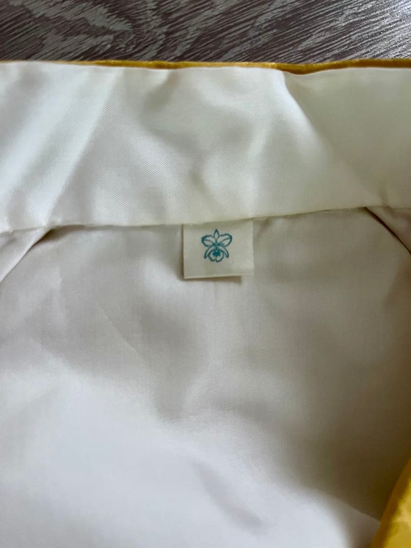 黄色の鷹と松刺繍着物 初宮参り 高品質 あつらえ品(オーダーメイド)