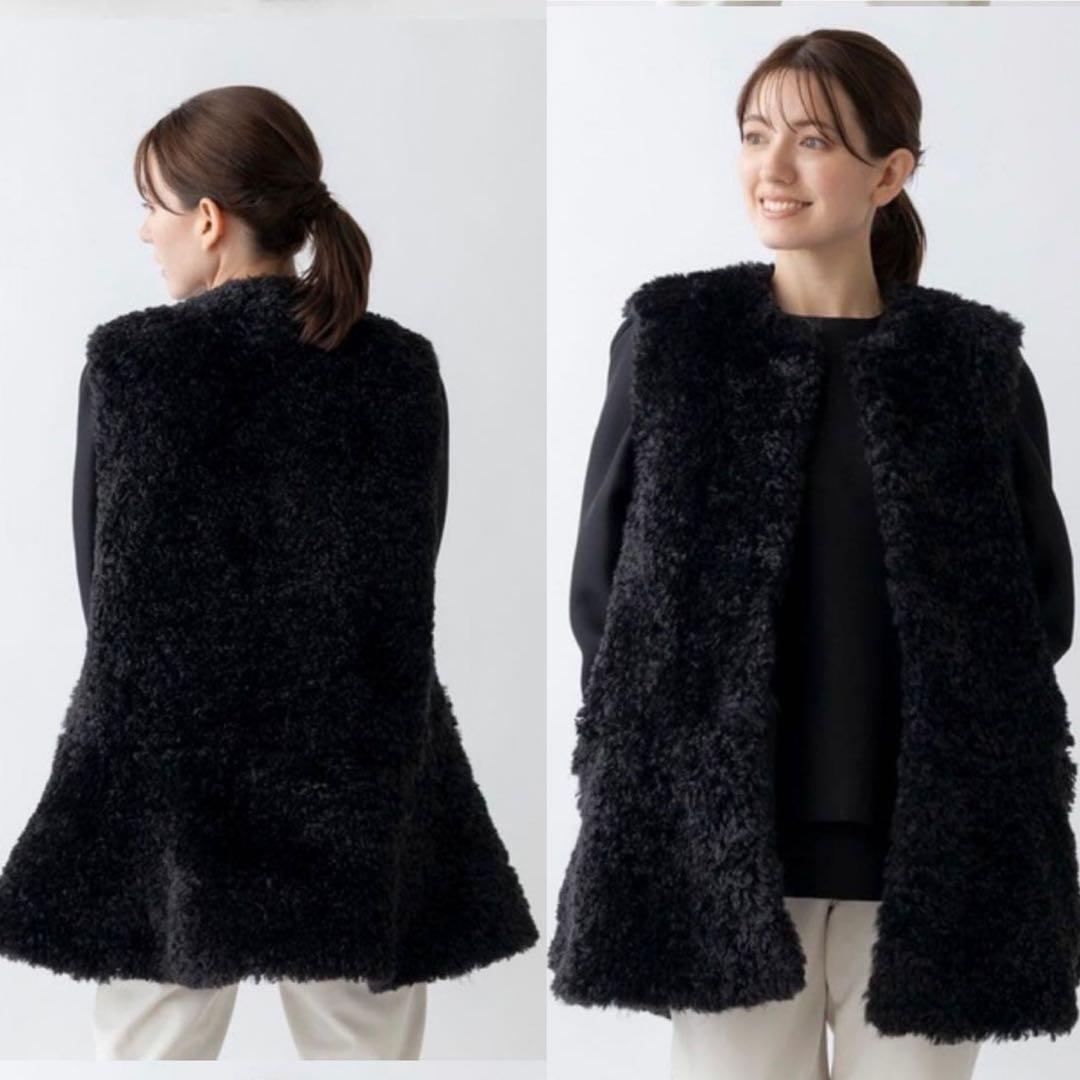 【美品】Sono ベージュ ファー ベスト ジレ