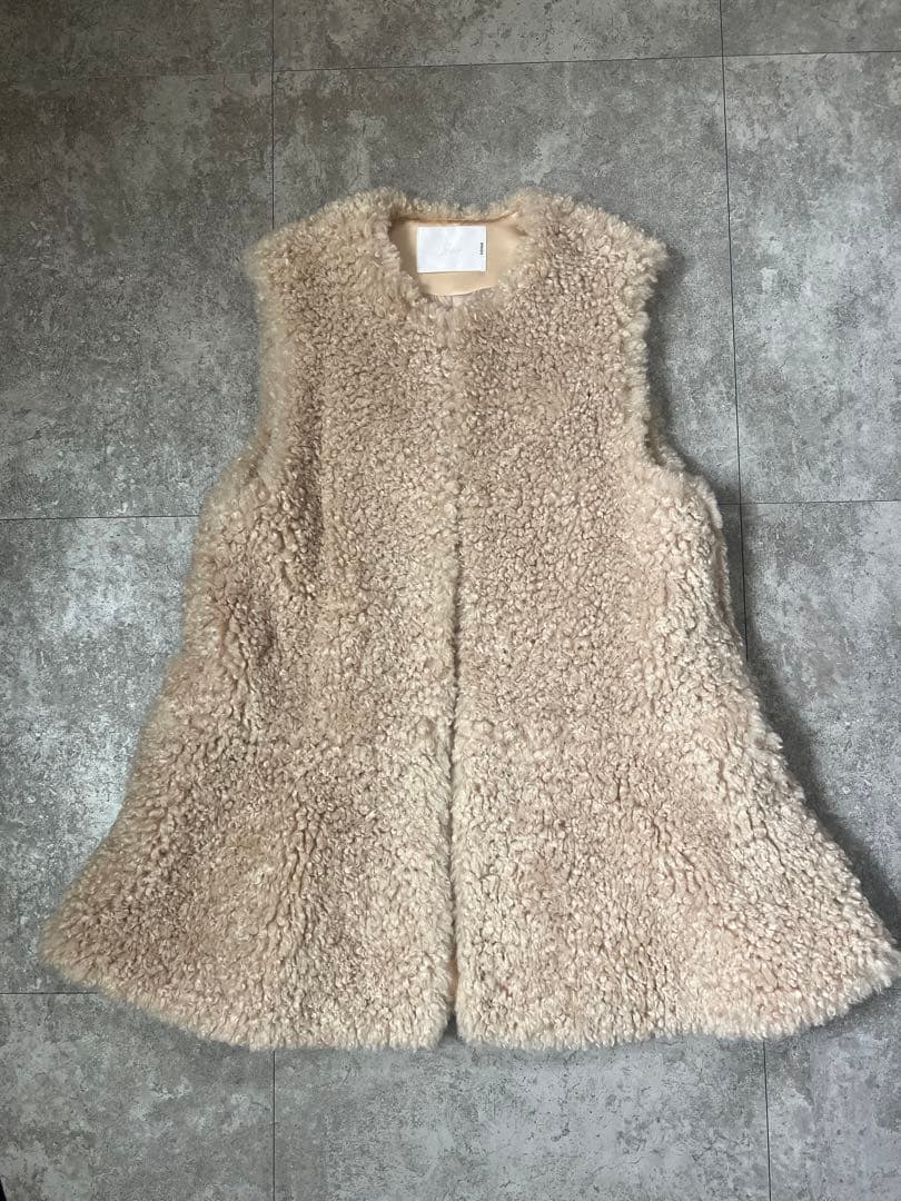【美品】Sono ベージュ ファー ベスト ジレ