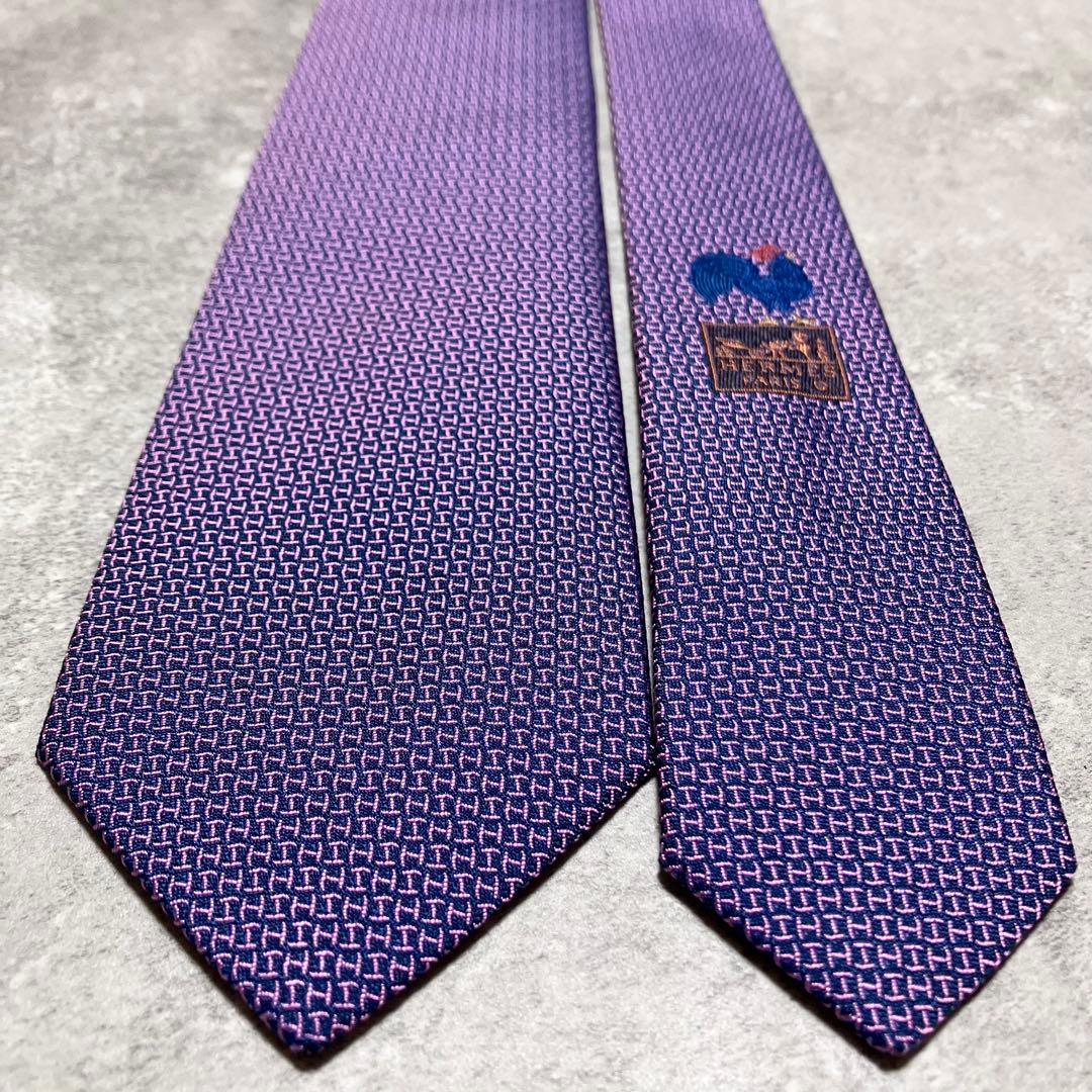 【新品タグ箱付き】　エルメス　ネクタイ　ファソネ　H柄　ジャガード織　フランス製