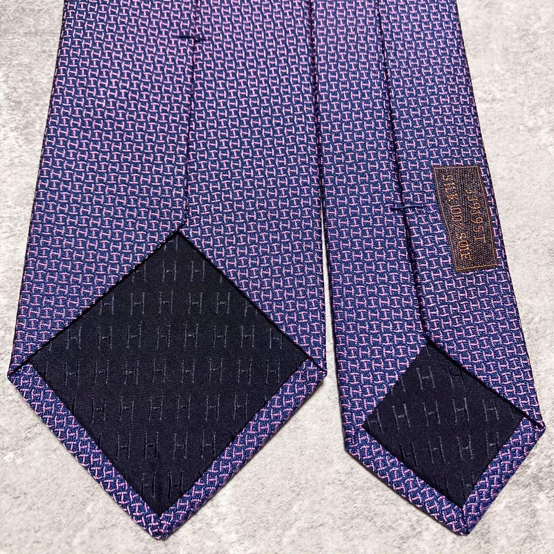 【新品タグ箱付き】　エルメス　ネクタイ　ファソネ　H柄　ジャガード織　フランス製