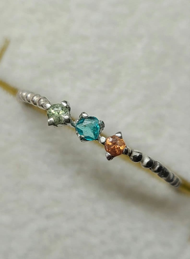 WINGS★バターリャパライバトルマリン&マルチカラーサファイアリング★