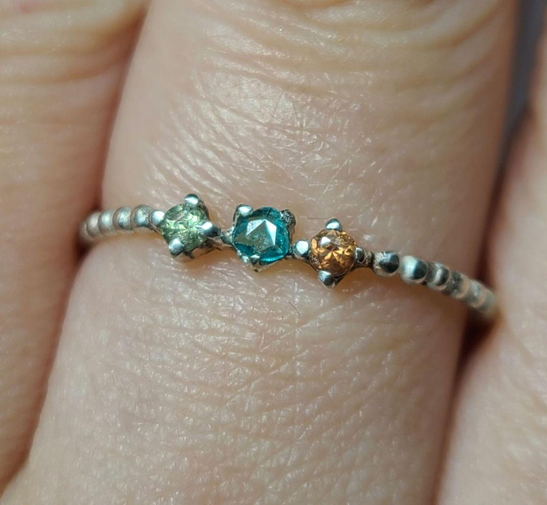 WINGS★バターリャパライバトルマリン&マルチカラーサファイアリング★