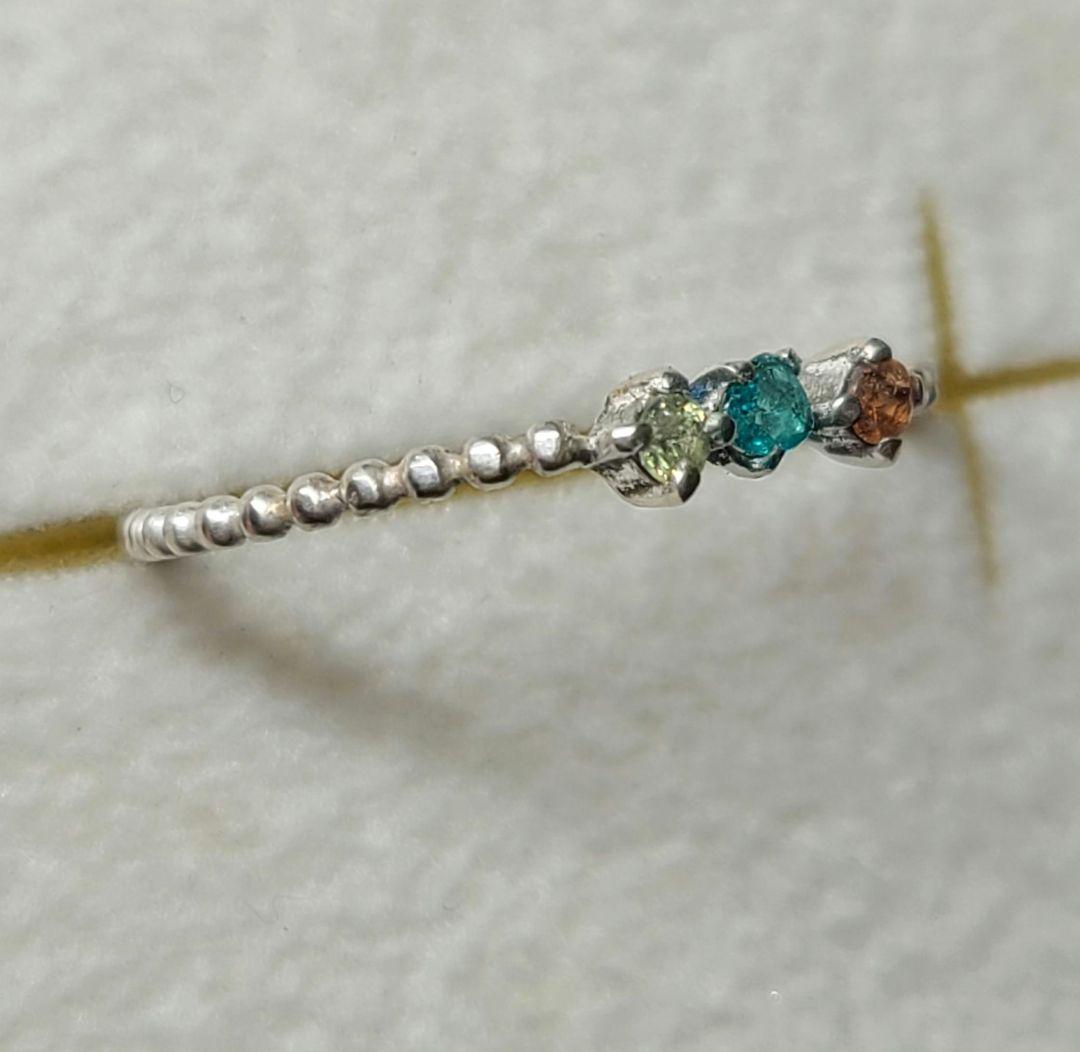 WINGS★バターリャパライバトルマリン&マルチカラーサファイアリング★