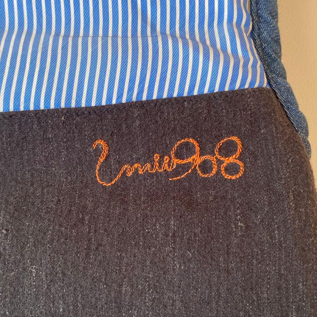 45R　umii908　ダウンベスト　インディゴ染め　ロゴボタン　ジップアップ