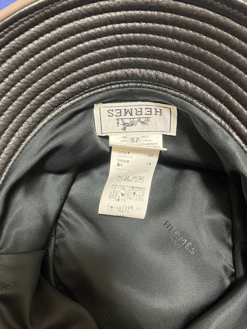 HERMES エルメス レザーハット57 バケットハット