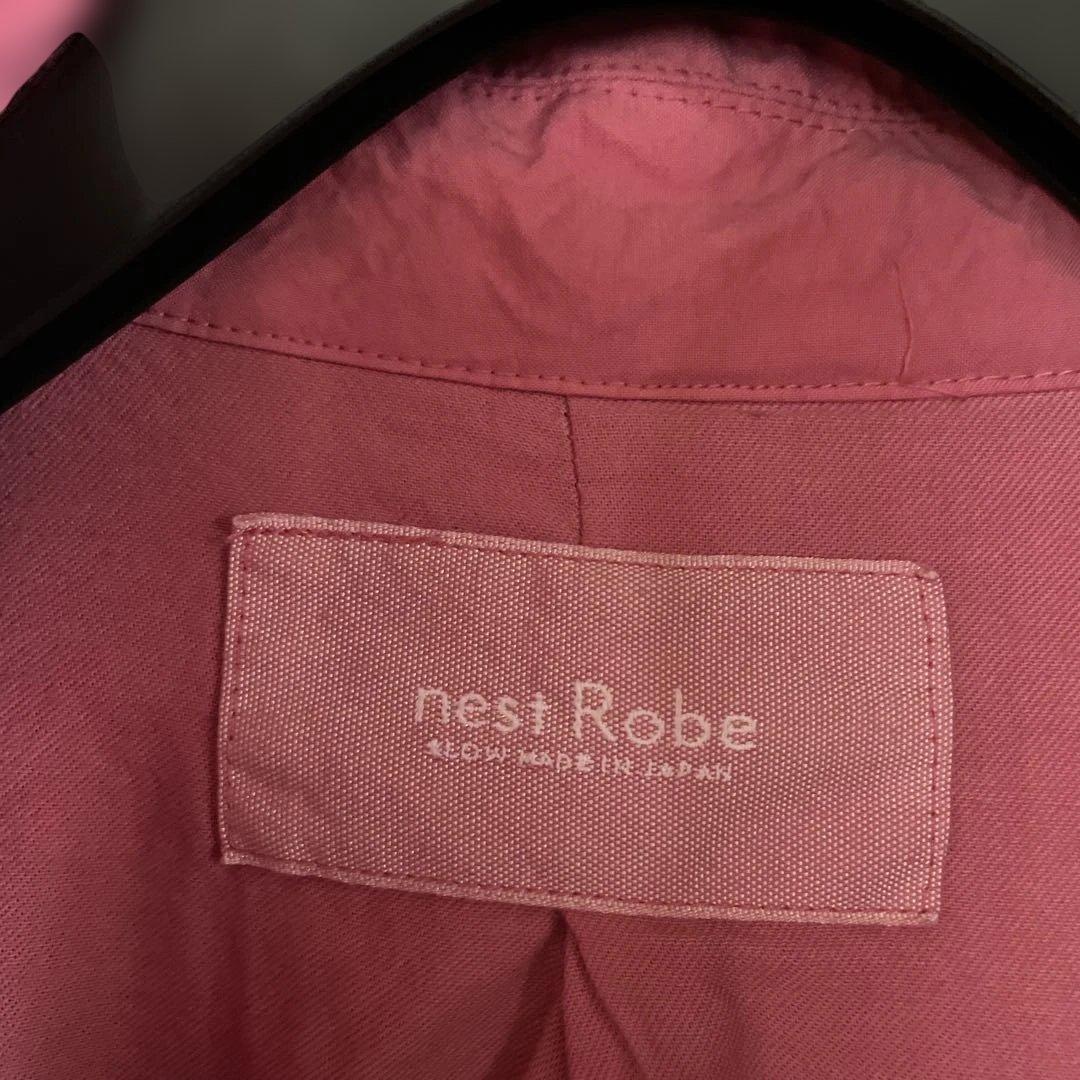 nest Robe スーピマコットン　フラップコートピンク ハーフ丈