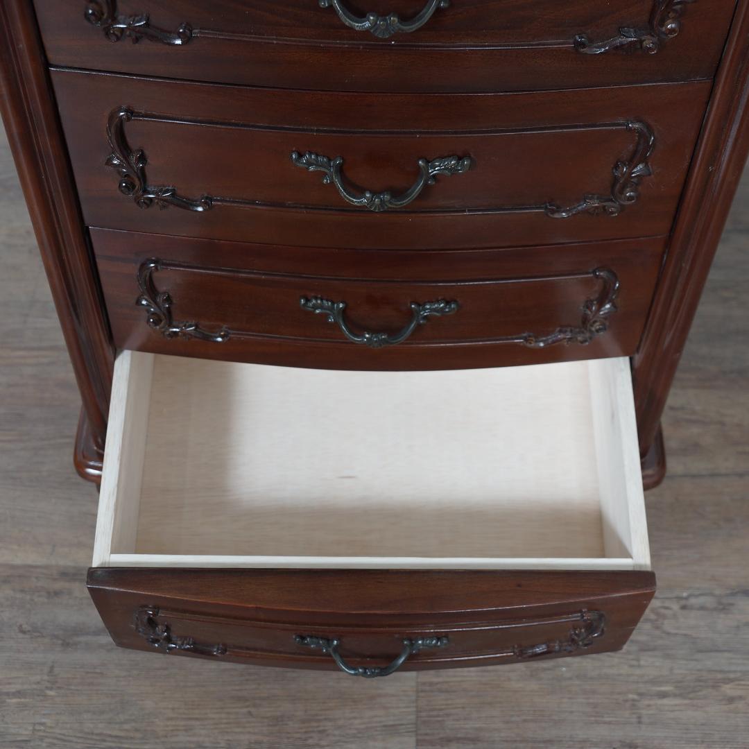 【新品・未使用】　アンティーク調　5段チェスト　猫脚　手掘り仕上げ