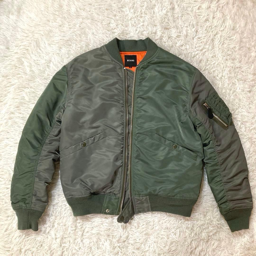 BEAMS MA-1 左右クレイジーパターン　裏地キルティング仕様 Mサイズ