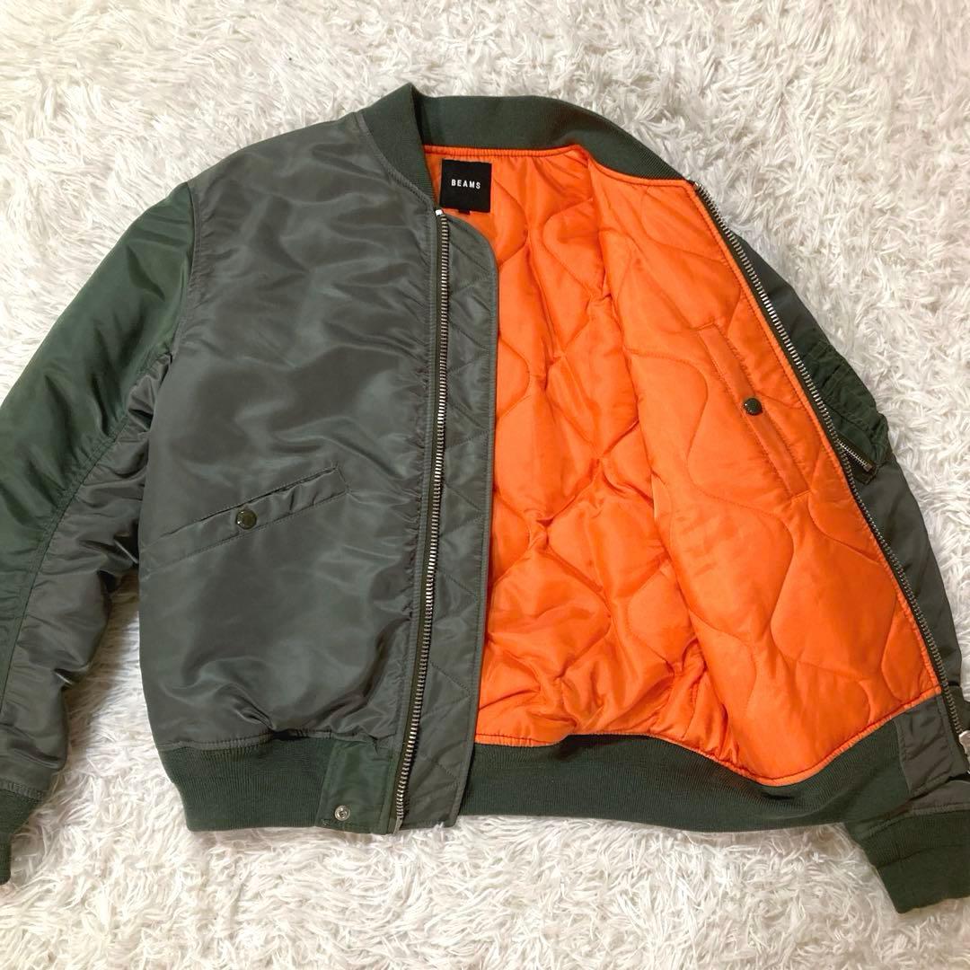 BEAMS MA-1 左右クレイジーパターン　裏地キルティング仕様 Mサイズ