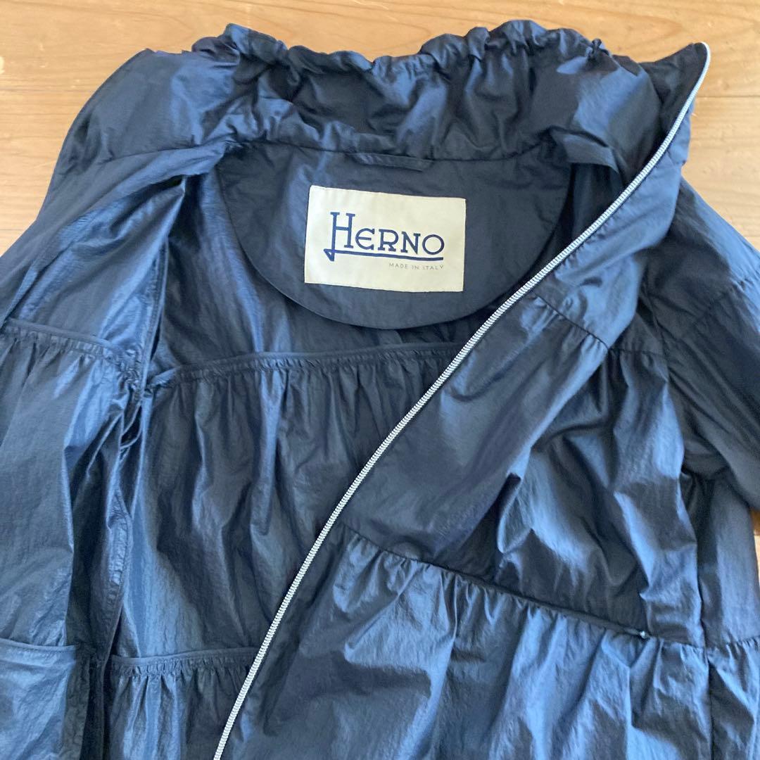 極美品HERNO ナイロン スプリングジャケット ブルゾン ダークネイビー38