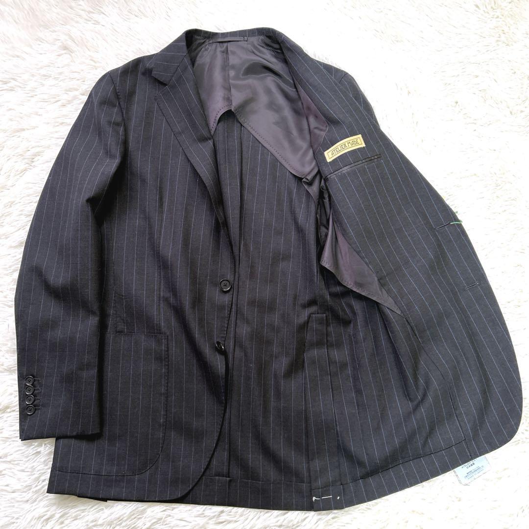 ✨未使用タグ付き✨英国 HEALD生地 メンズ スーツ Y6濃グレー ストライプ