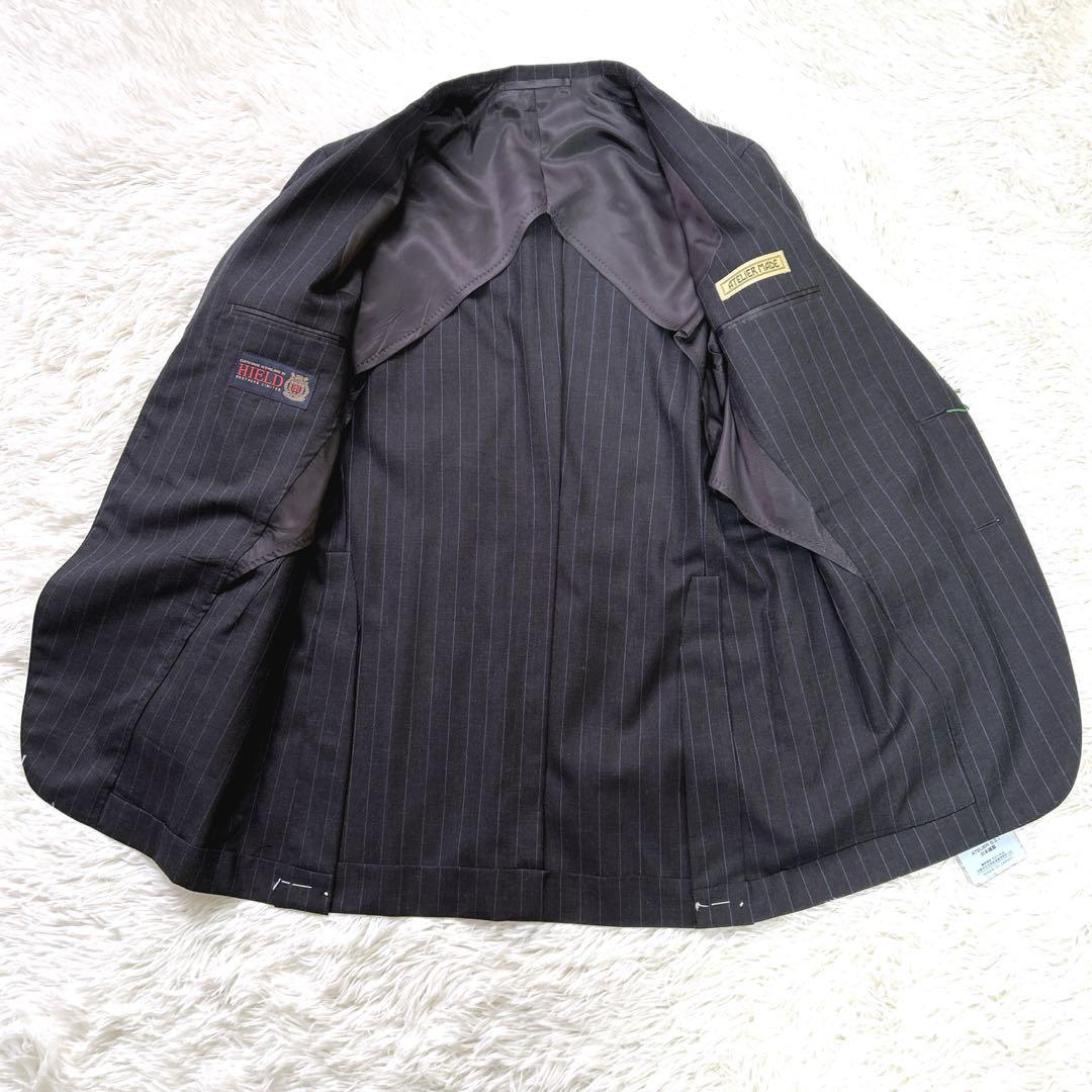 ✨未使用タグ付き✨英国 HEALD生地 メンズ スーツ Y6濃グレー ストライプ
