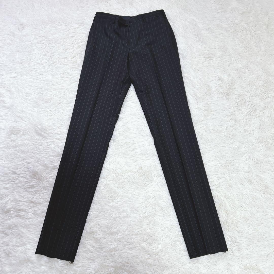 ✨未使用タグ付き✨英国 HEALD生地 メンズ スーツ Y6濃グレー ストライプ