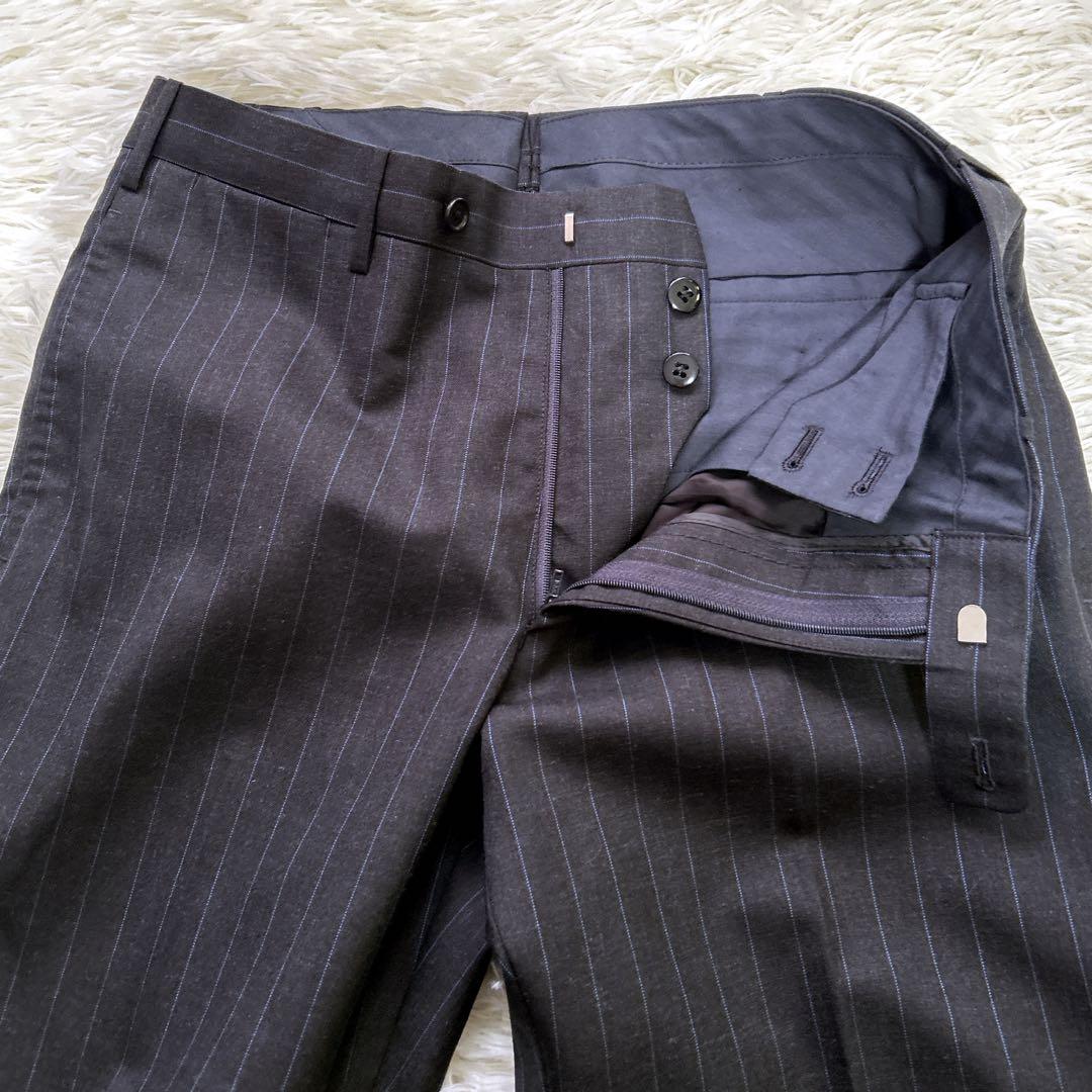 ✨未使用タグ付き✨英国 HEALD生地 メンズ スーツ Y6濃グレー ストライプ