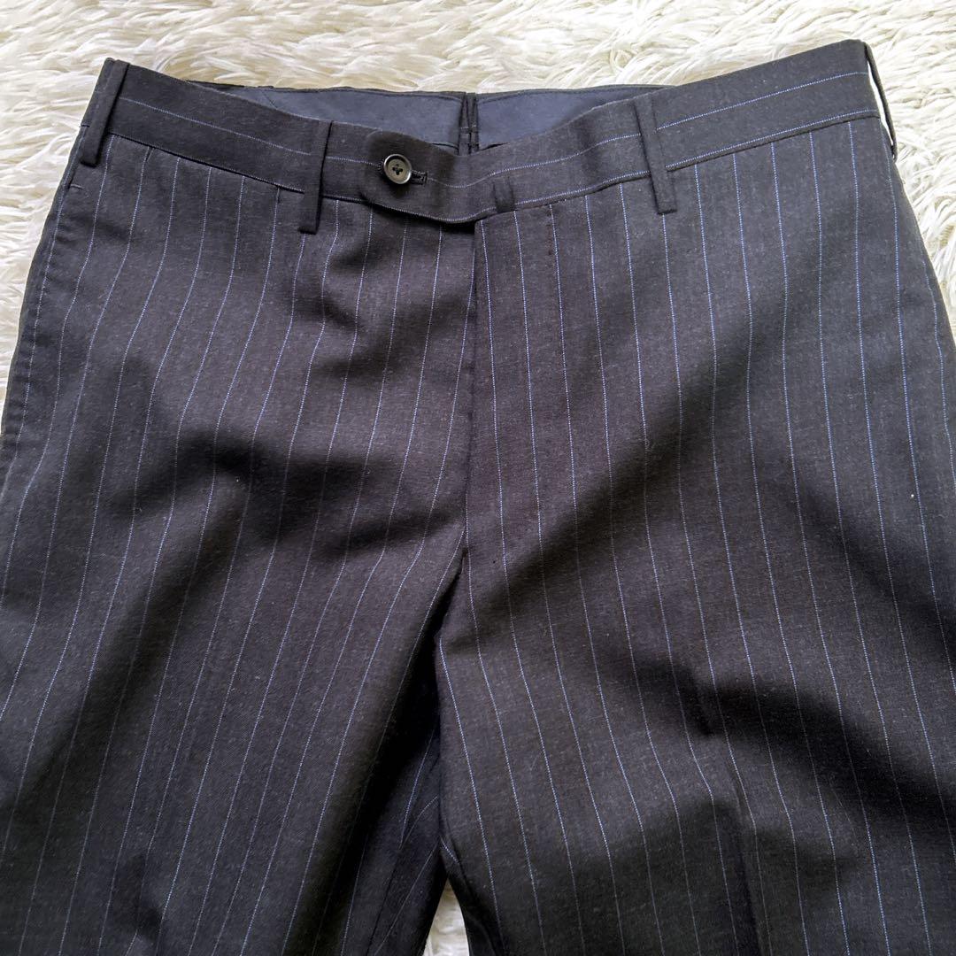✨未使用タグ付き✨英国 HEALD生地 メンズ スーツ Y6濃グレー ストライプ