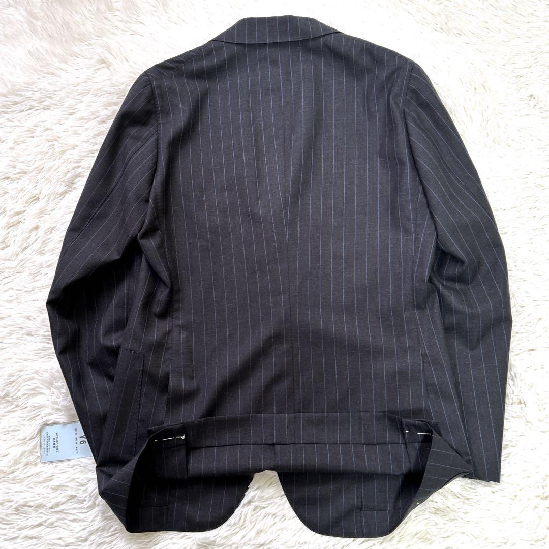 ✨未使用タグ付き✨英国 HEALD生地 メンズ スーツ Y6濃グレー ストライプ