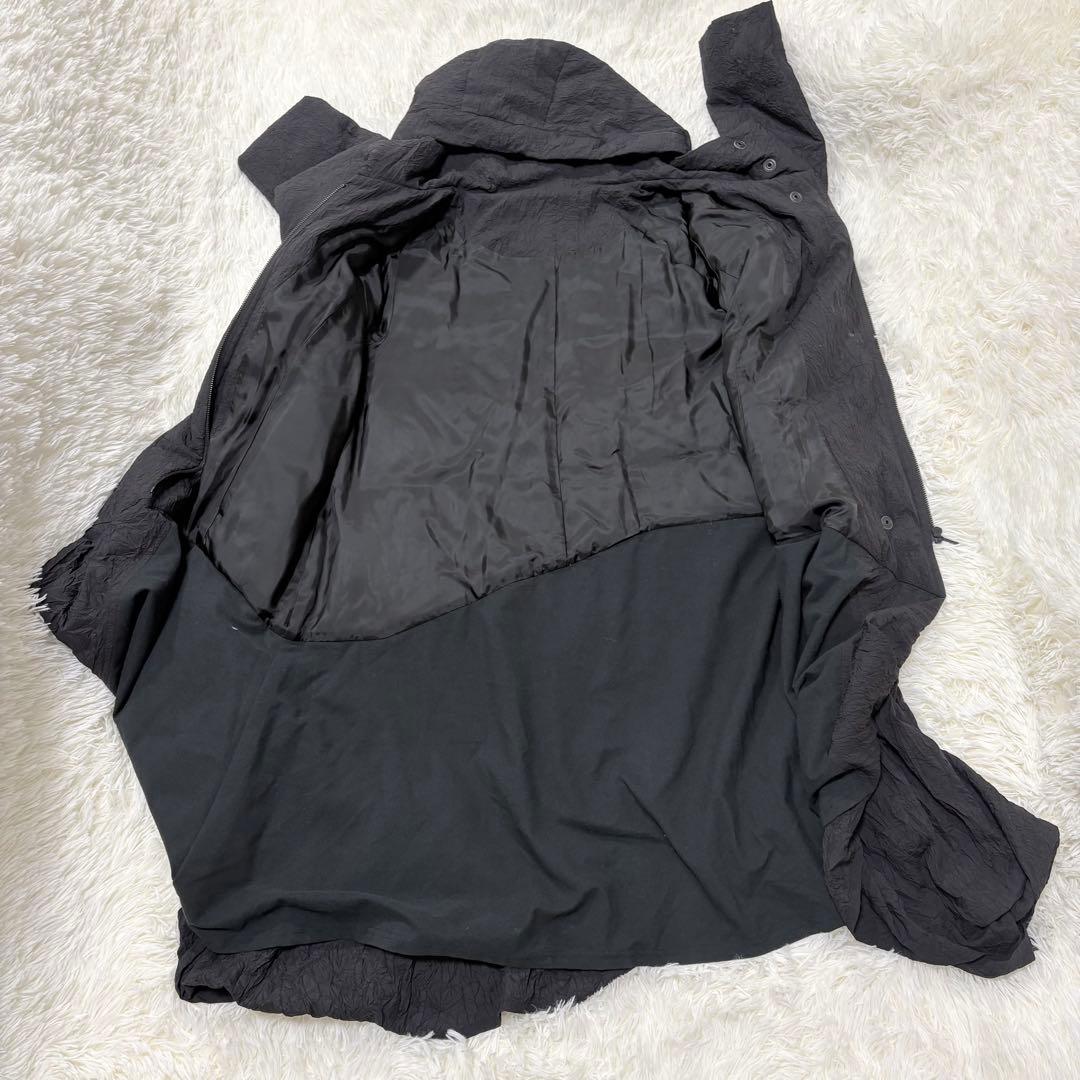 わ*う様 センソユニコ　芽風　アシンメトリー　ロングコート　L 黒　フード有り