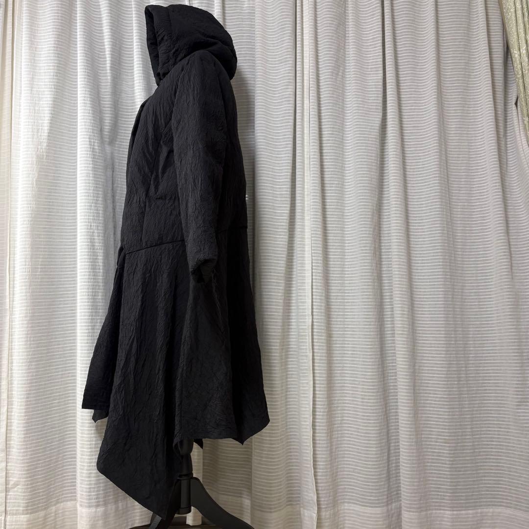 わ*う様 センソユニコ　芽風　アシンメトリー　ロングコート　L 黒　フード有り