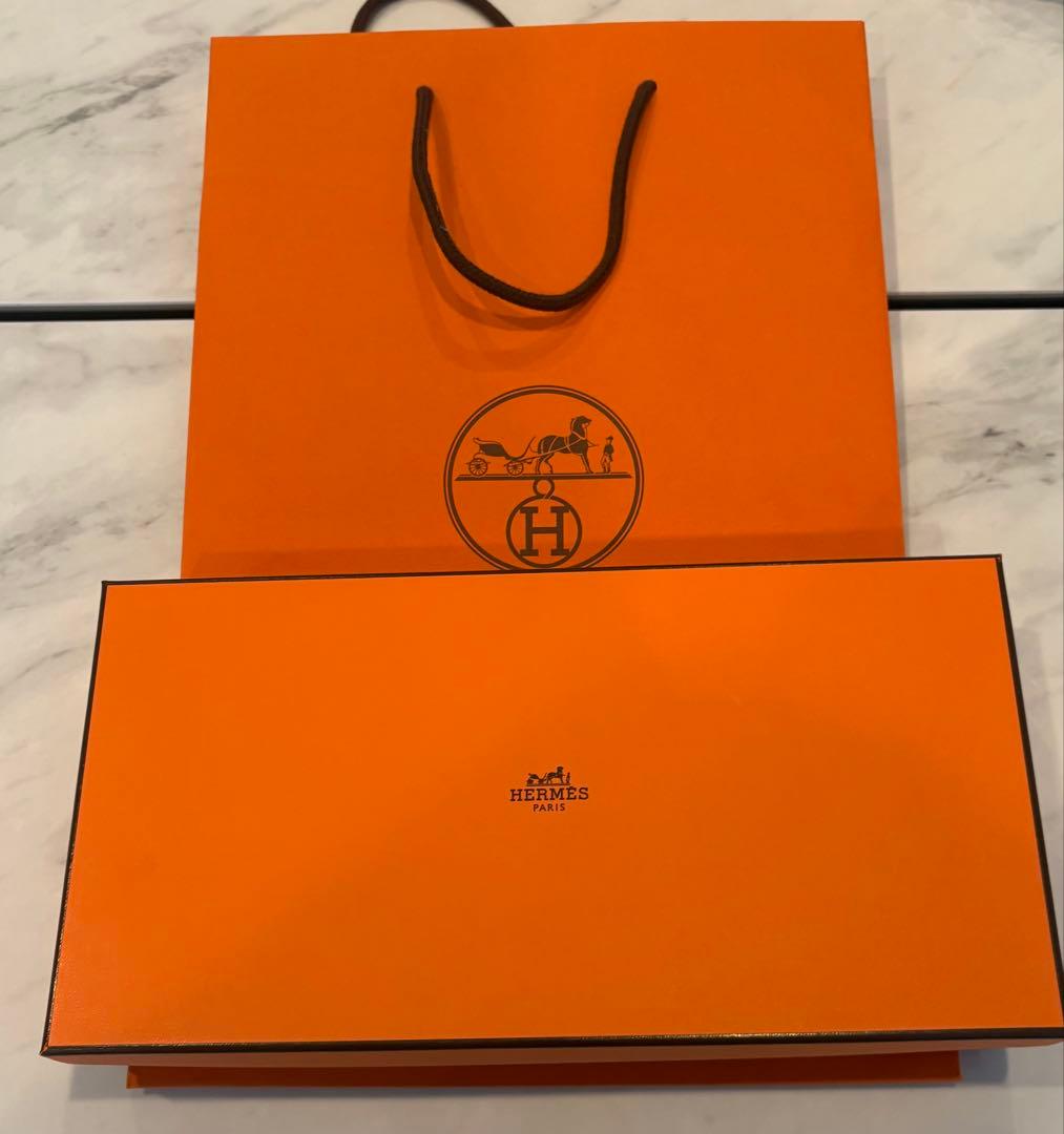 HERMES チェーンモチーフ マフラー グレー
