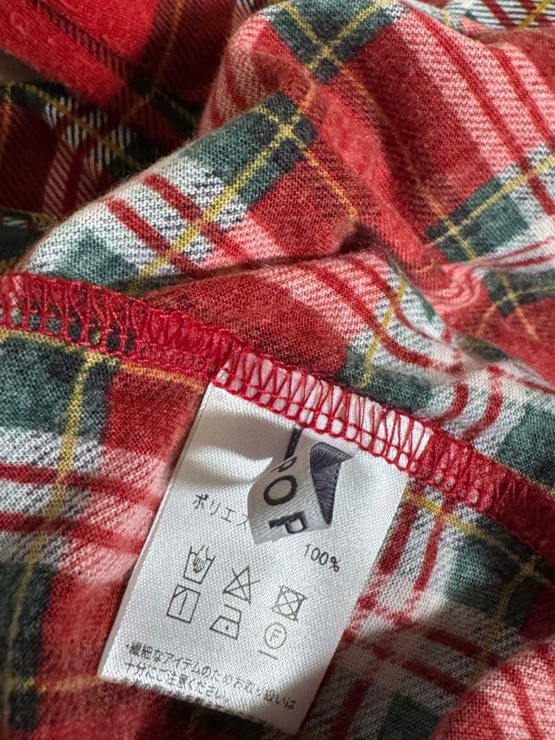 poppy CHECK TURTLE フリルネック 長袖トップス