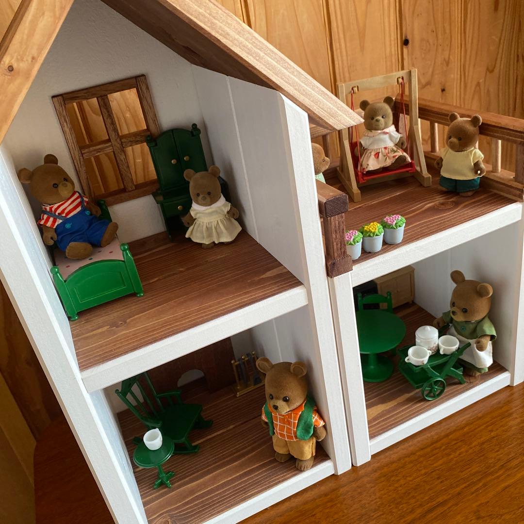 木製ドールハウス　ハンドメイド　シルバニア　ミキちゃんマキちゃん　プチブライス