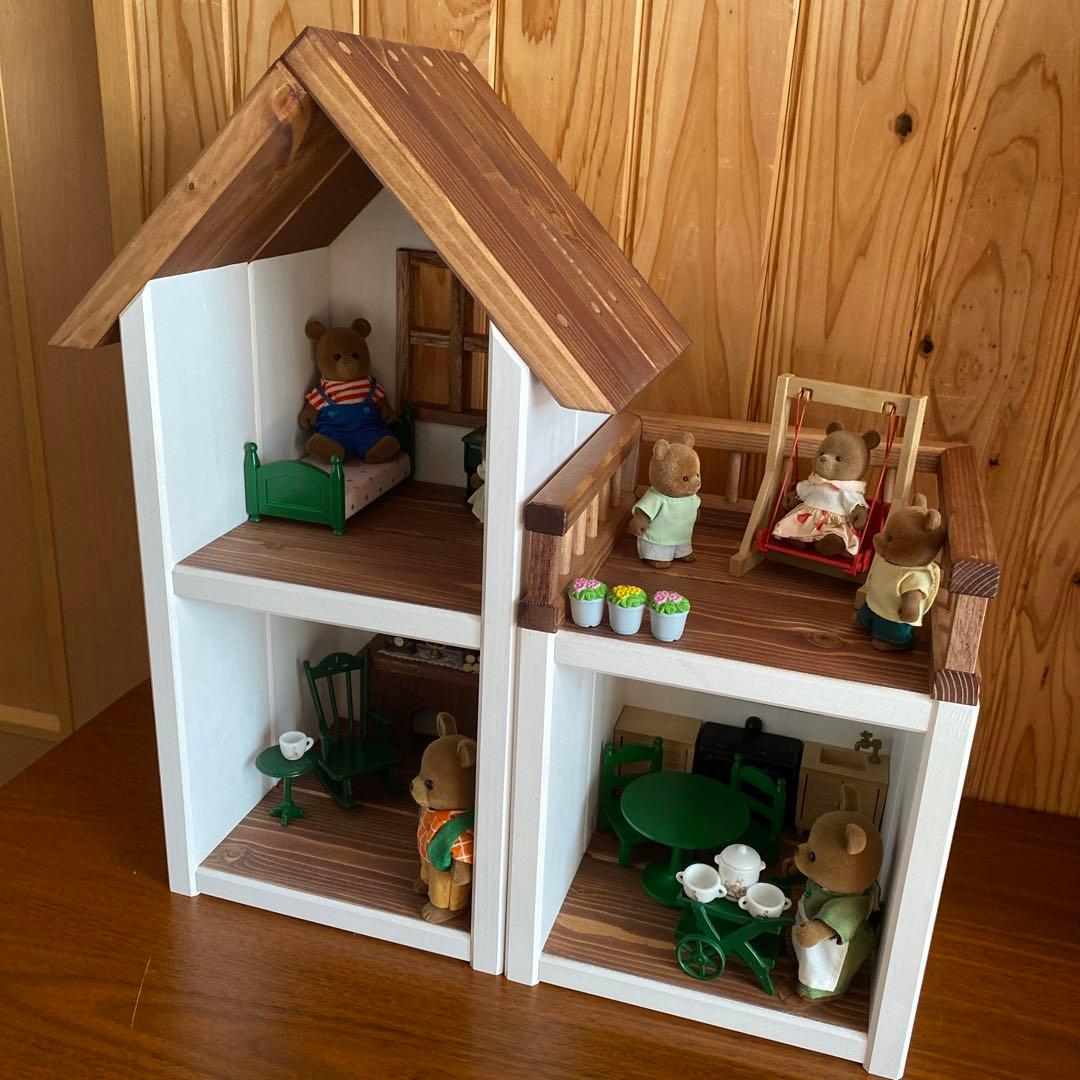 木製ドールハウス　ハンドメイド　シルバニア　ミキちゃんマキちゃん　プチブライス