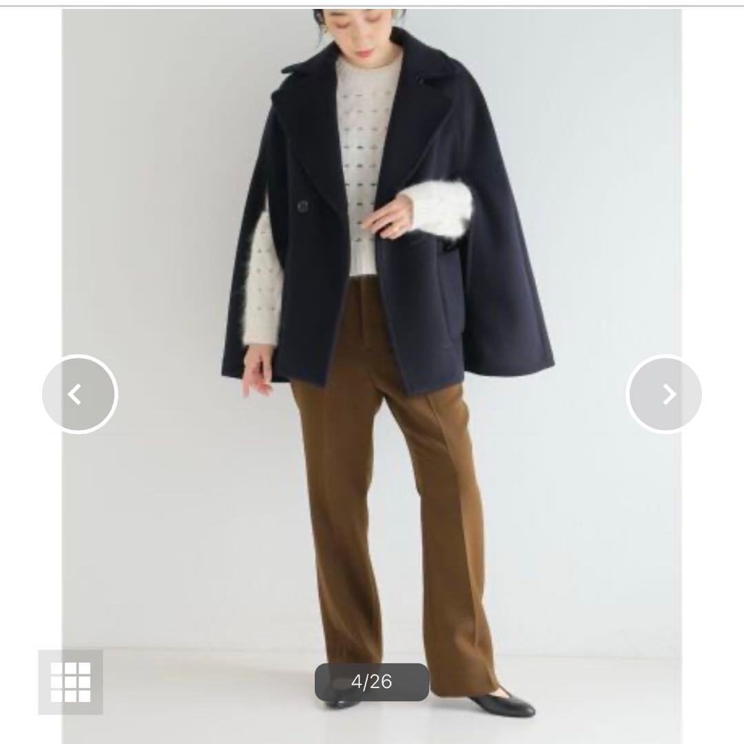 IENA　二重織シャルムビーバーケープコート　ネイビー