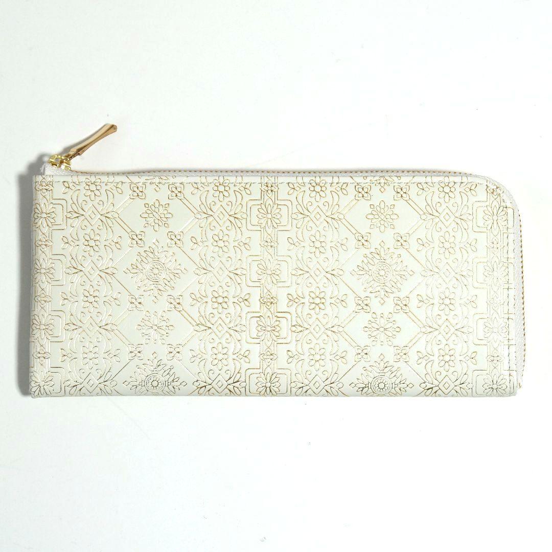 【未使用新品】友禅文庫 ゴールド箔押し 薄型ファスナー長財布
