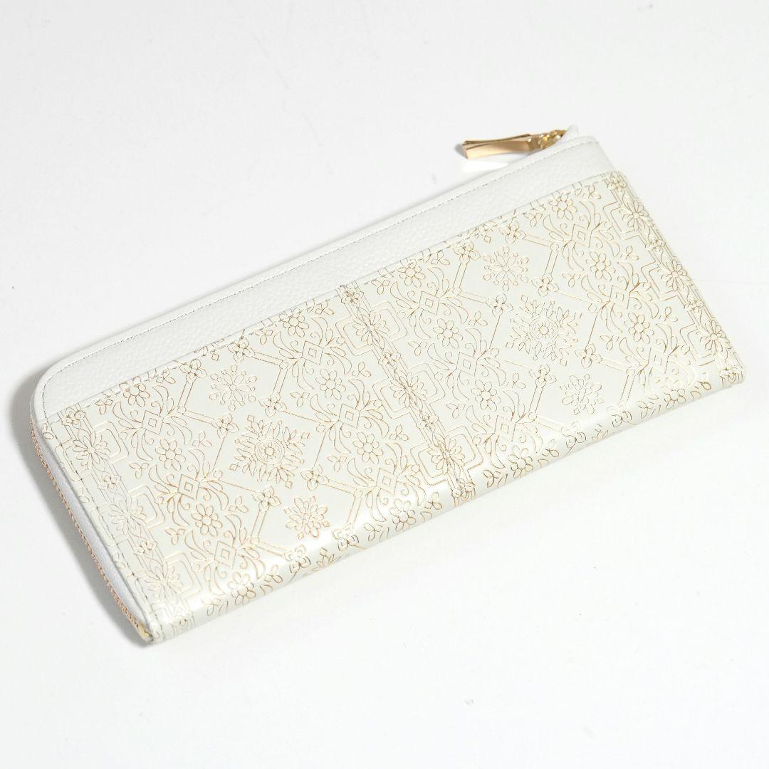 【未使用新品】友禅文庫 ゴールド箔押し 薄型ファスナー長財布