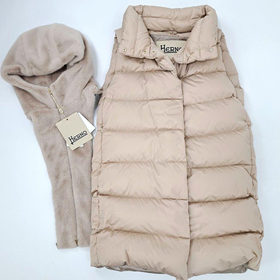 未使用品★2024AW 定価19万 ヘルノ ダウンベスト ジレ エコファーフード
