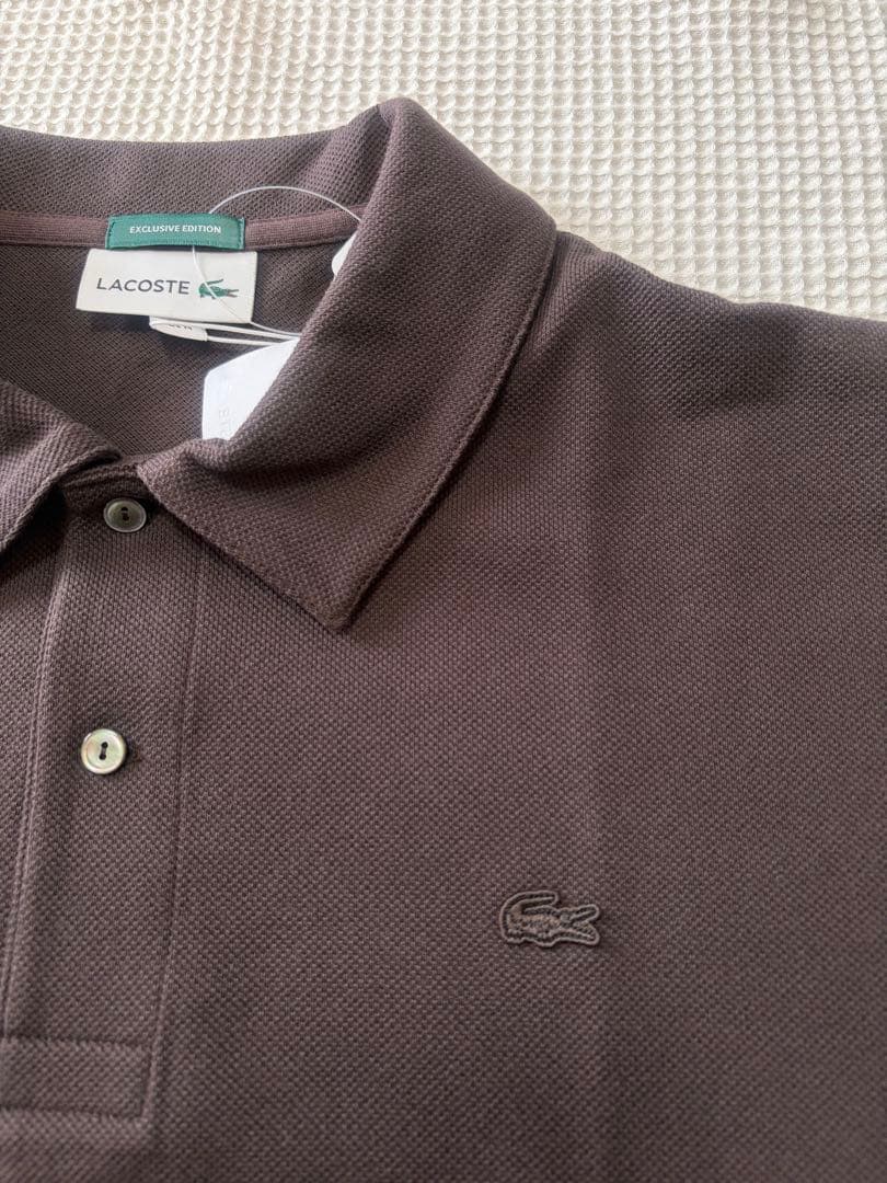 新品 ラコステ 長袖ポロシャツ 鹿の子 ダークブラウン サイズ４