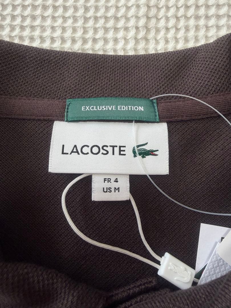新品 ラコステ 長袖ポロシャツ 鹿の子 ダークブラウン サイズ４