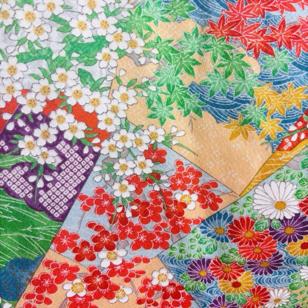 【女の子】 着物単品 草花模様 流水 波紋様 七五三 7歳