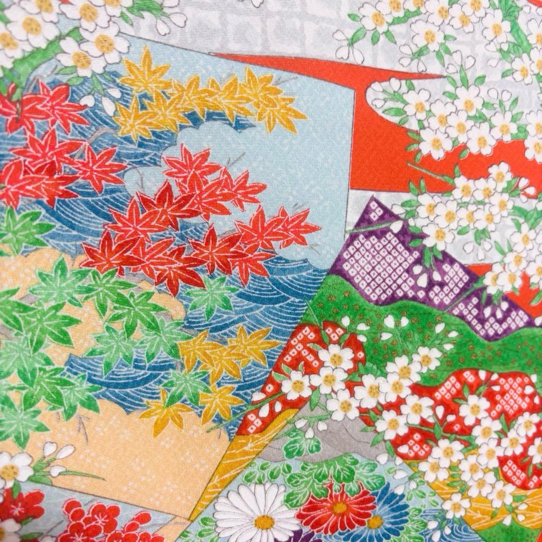 【女の子】 着物単品 草花模様 流水 波紋様 七五三 7歳