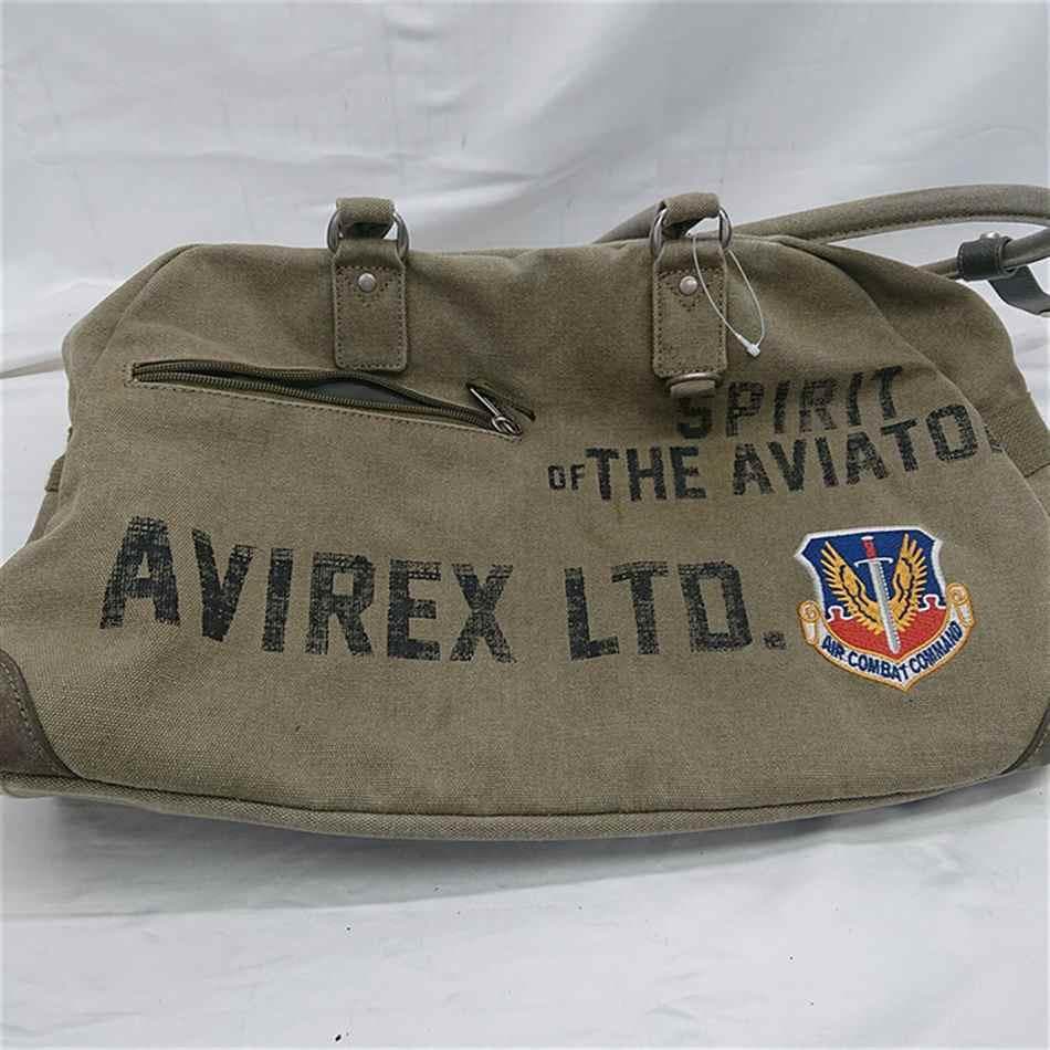■アヴィレックスキャンバス ボストンバッグ カーキ系 メンズ