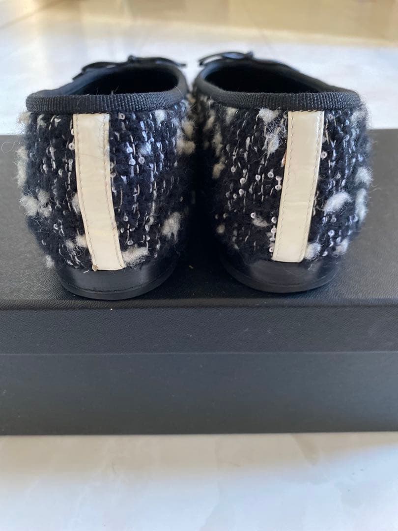 専用 CHANEL ツイード バレエシューズ バレリーナ 黒 36.5 シャネル