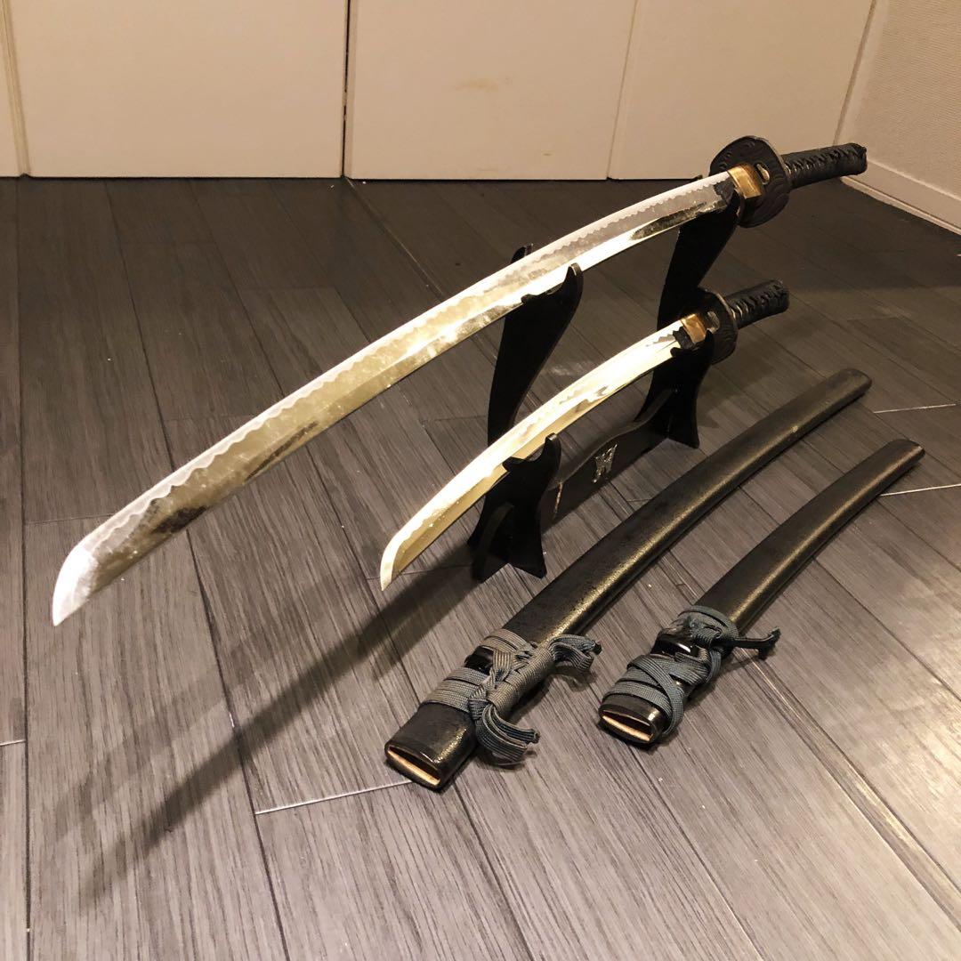 高級模造刀　居合刀　 美術刀剣　太刀　脇差　大小セット　深緑拵え