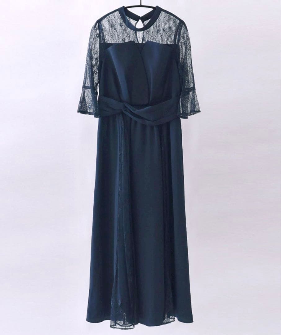 【niana】 ビスチェ風ハイネックレース結婚式ワンピース　shortサイズ