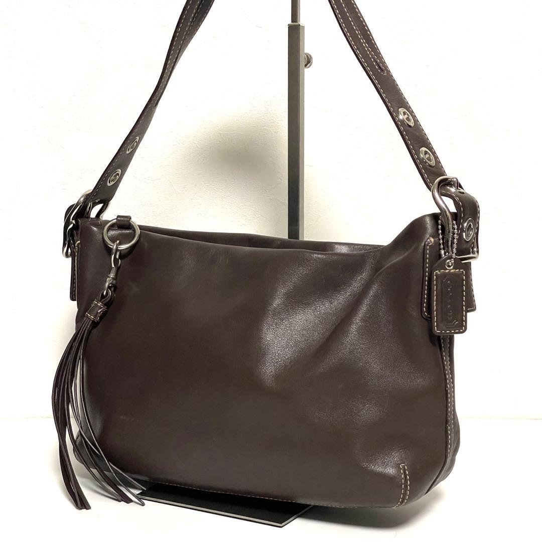 COACH ワンショルダーバッグ レザー タッセル F01417 ブラウン