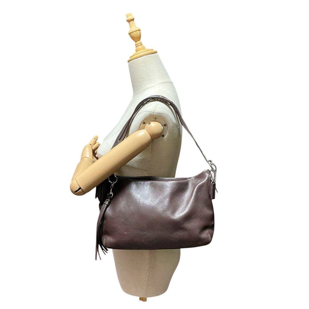 COACH ワンショルダーバッグ レザー タッセル F01417 ブラウン