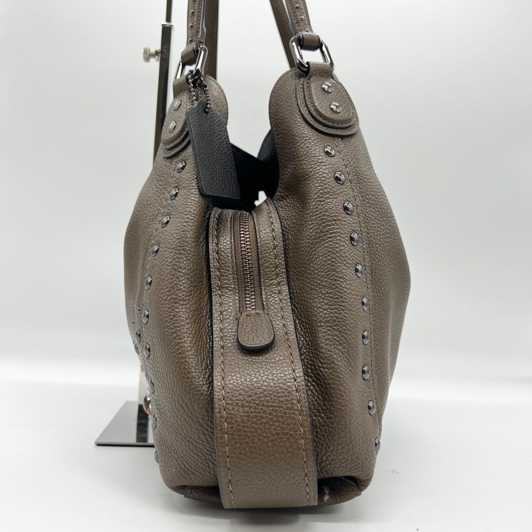 美品✨コーチ　ショルダーバッグ　ウエスタンリベット　イーディー　レザー　ブラウン