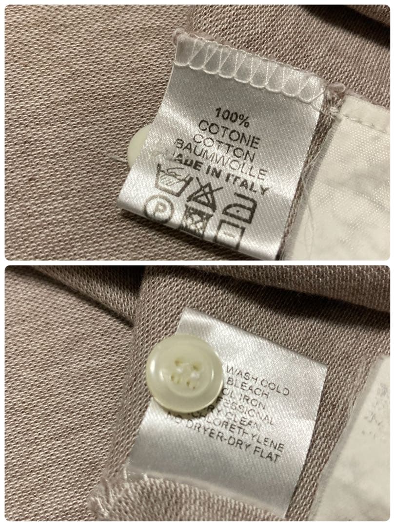 【美品】BARBA／バルバ／ニットポロ／ロングスリーブ／ベージュ／イタリア製