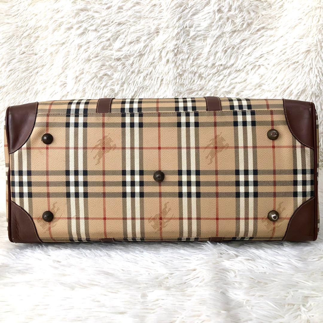 【大容量】バーバリー ボストンバッグ 2way ノバチェック PVC 肩掛け