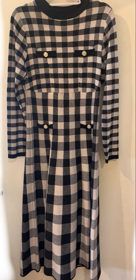ワンピース Herlipto Plaid Jacquard Knit Dress S