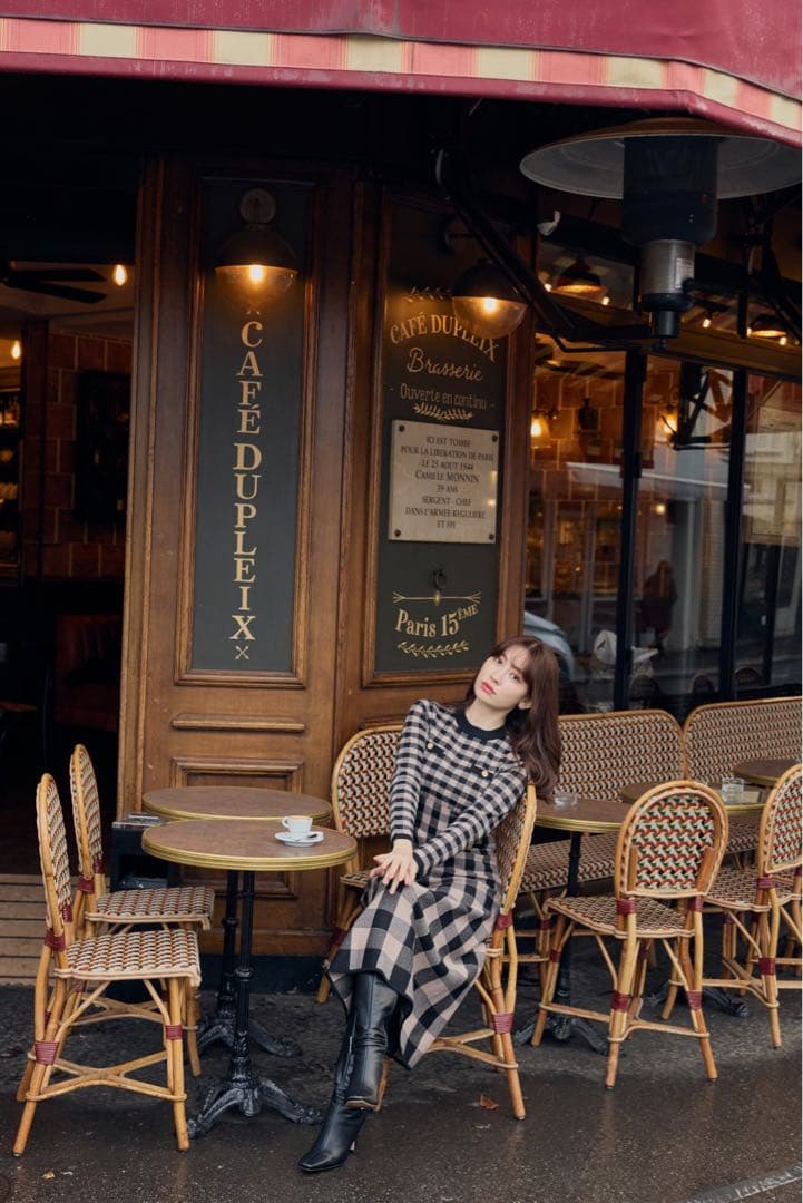 ワンピース Herlipto Plaid Jacquard Knit Dress S