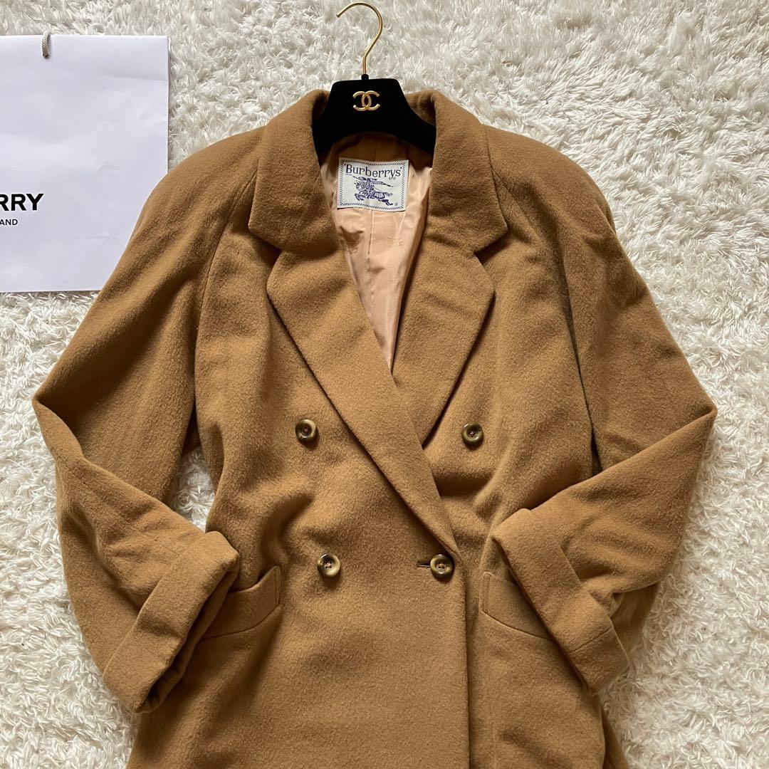 1523 バーバリー　チェスターコート　カシミヤ　ブラウン　ダブル　ホースロゴ
