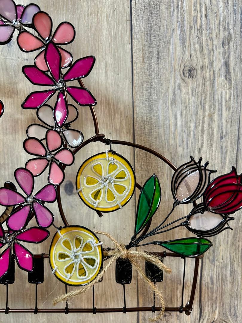 ひーたん「猫さんとフルーツ~ピアノ枠」「3猫'S~お花リース」