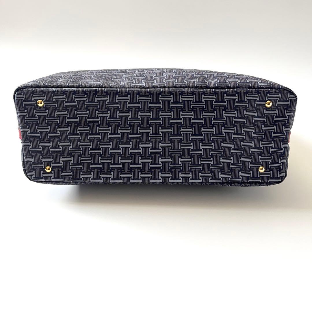 ランバンコレクション　トートバッグ　フェリア　PVC　レザー　ネイビー　レッド