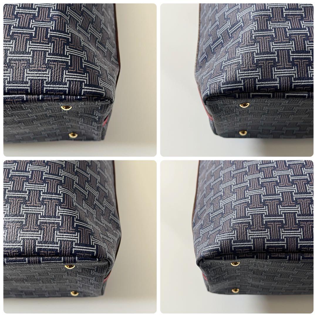 ランバンコレクション　トートバッグ　フェリア　PVC　レザー　ネイビー　レッド